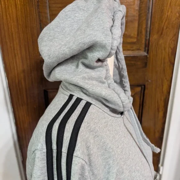Grey Adidas Sweatshirt with Black Stripe - Picture 3 of 4